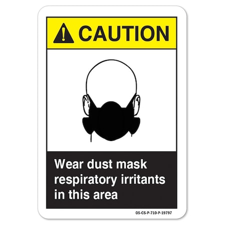 Signmission ANSI Caution Sign, Wear Dust Mask, 14in X 10in Decal, 14" W, 10" H, Landscape, Wear Dust Mask OS-CS-D-1014-L-19797